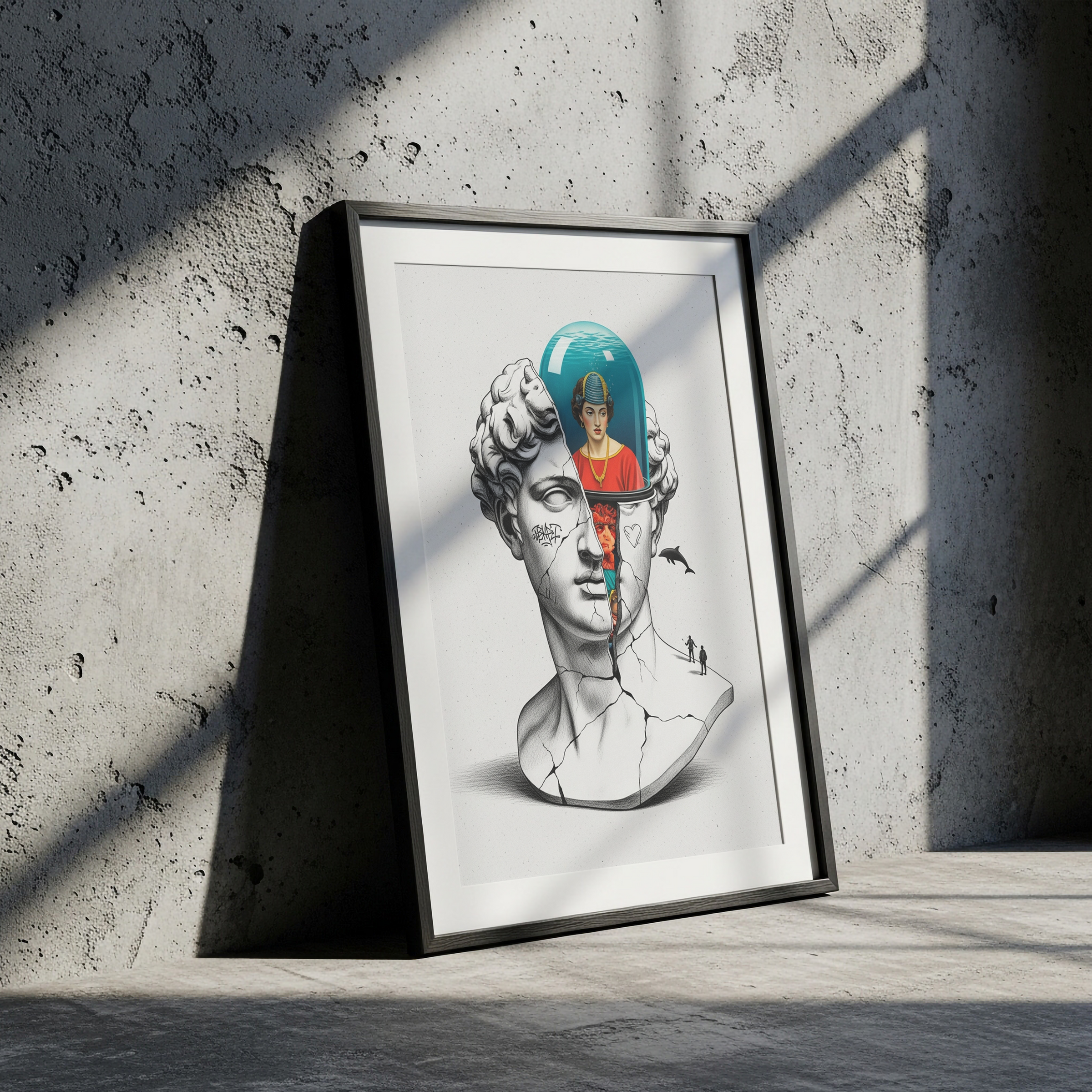 Aquarium Mind — Surreal David Bust Wall Art Print