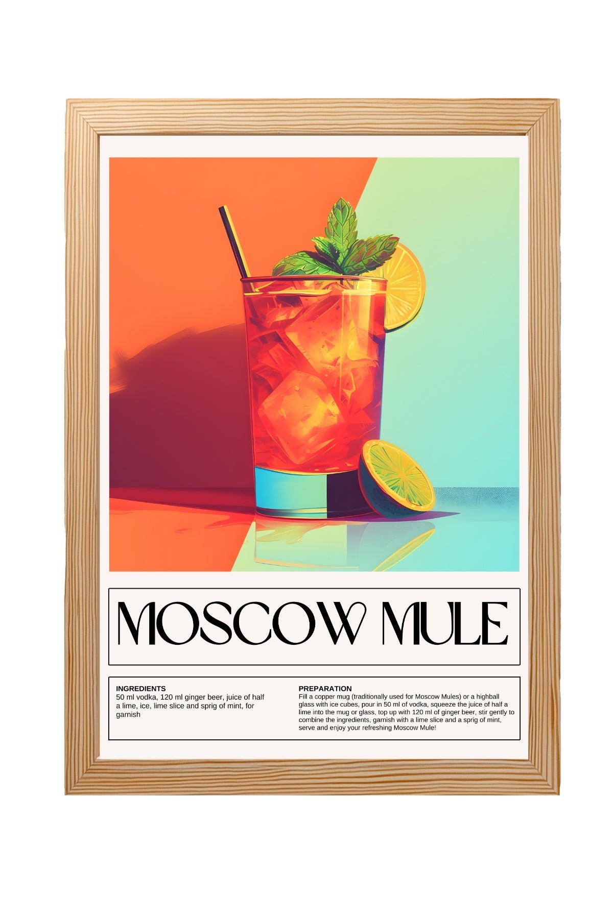 Moscow Mule Wall Art Print — Classic Vodka Ginger Cocktail Poster