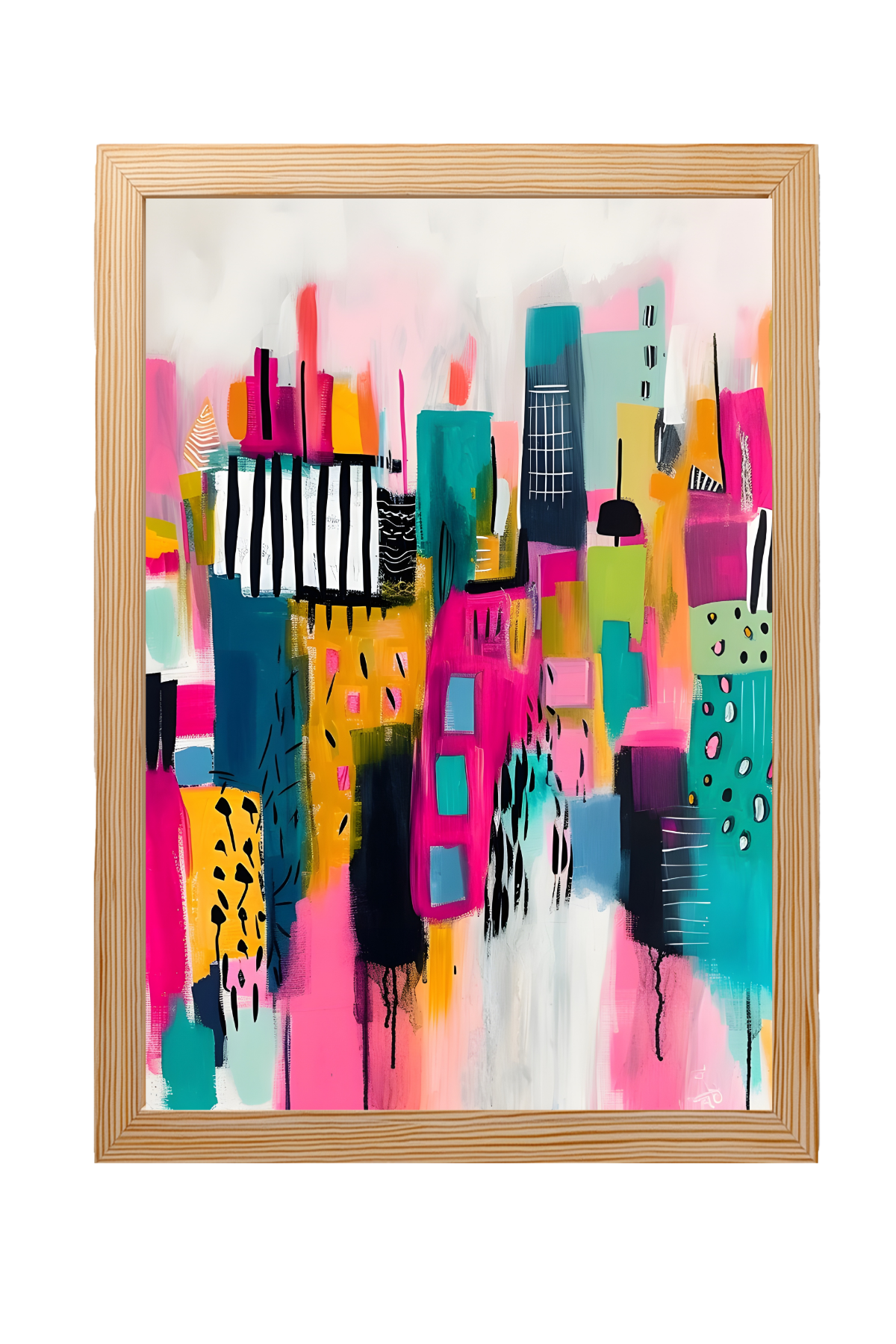 Neon Cityscape Wall Art Print — Urban Skyline Poster