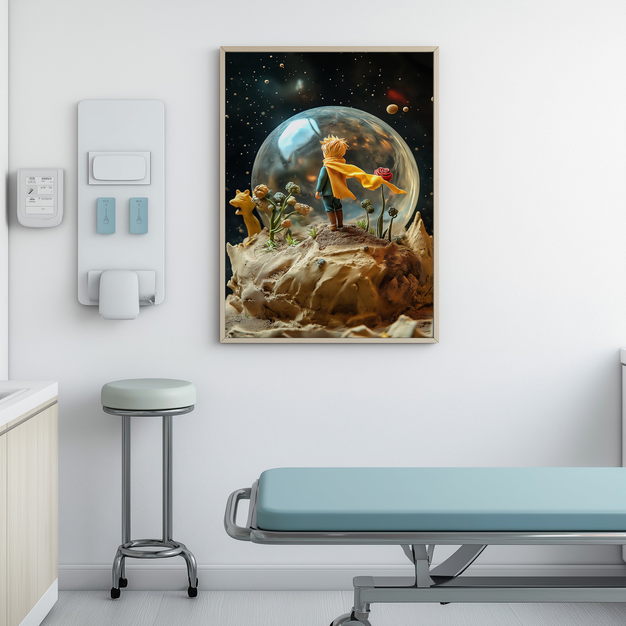The Little Prince in a Snow Globe Wall Art Print — Saint-Exupéry Tribute Poster