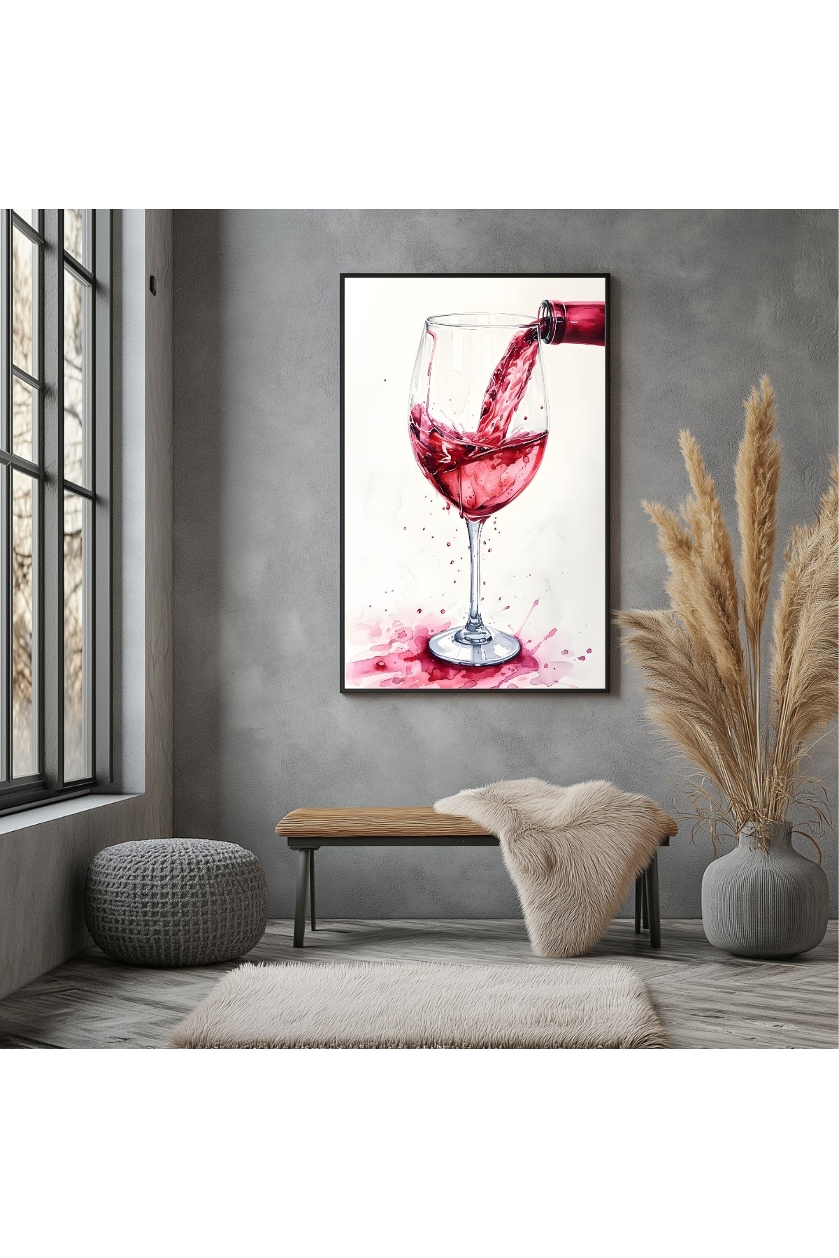 Crimson Cascade Wall Art Print — Red Hair Editorial Fashion Poster