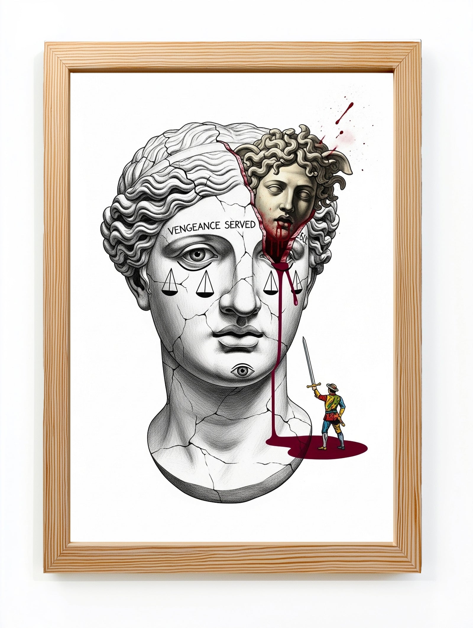 Vengeance Served Medusa — Surreal Greek Mythology Wall Art Print