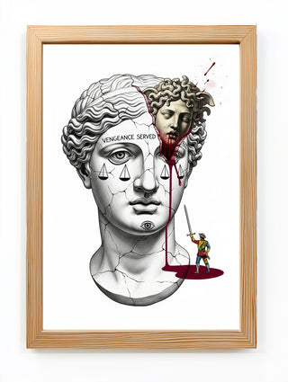 Vengeance Served Medusa — Surreal Greek Mythology Wall Art Print