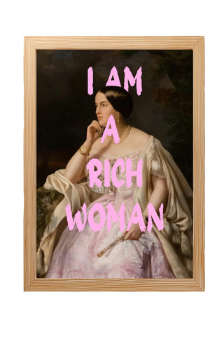 I Am Rich Woman Wall Art Print — Abundance Manifestation Quote Poster