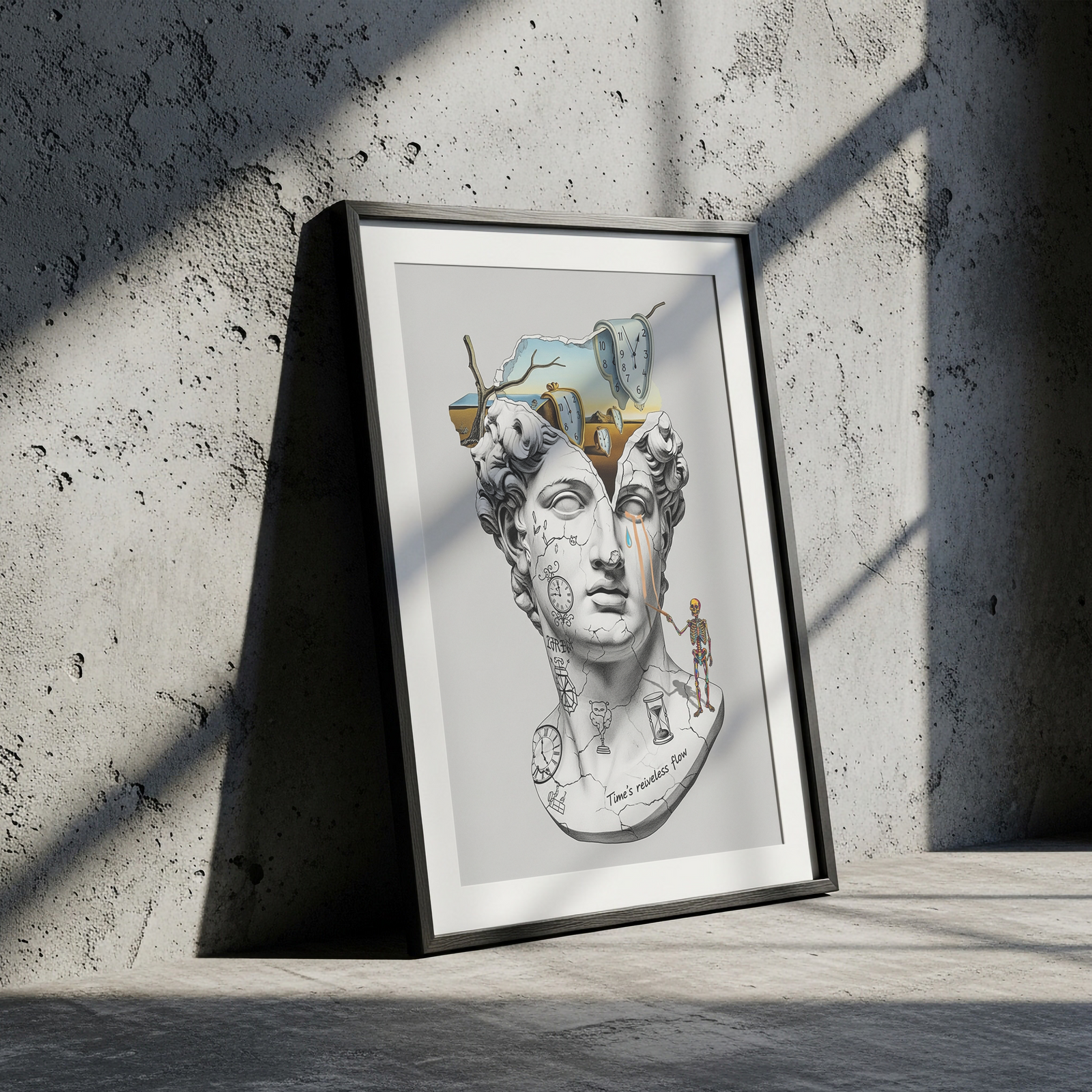 Flow of Time Dali — Surreal Melting Clocks Wall Art Print