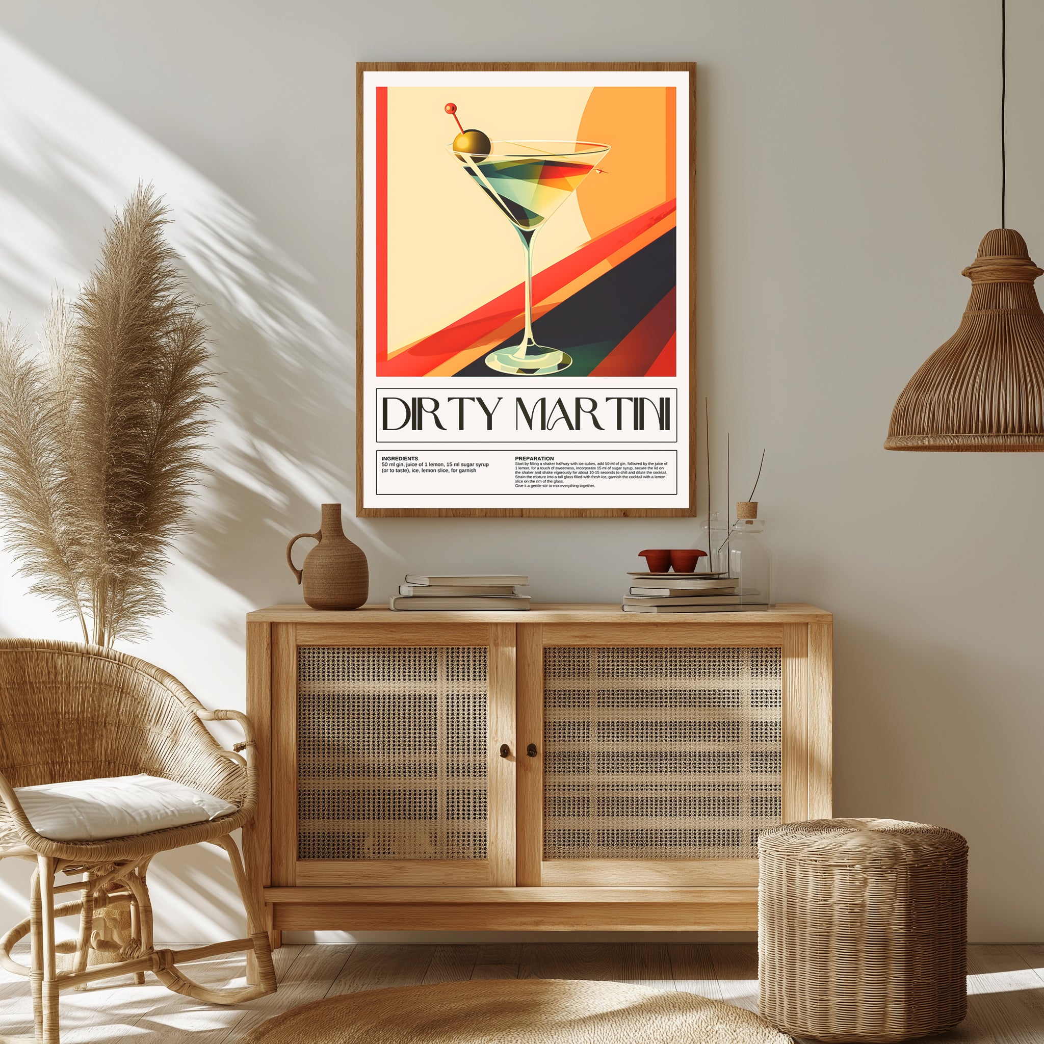 Dirty Martini Wall Art Print — Classic Olive Cocktail Poster