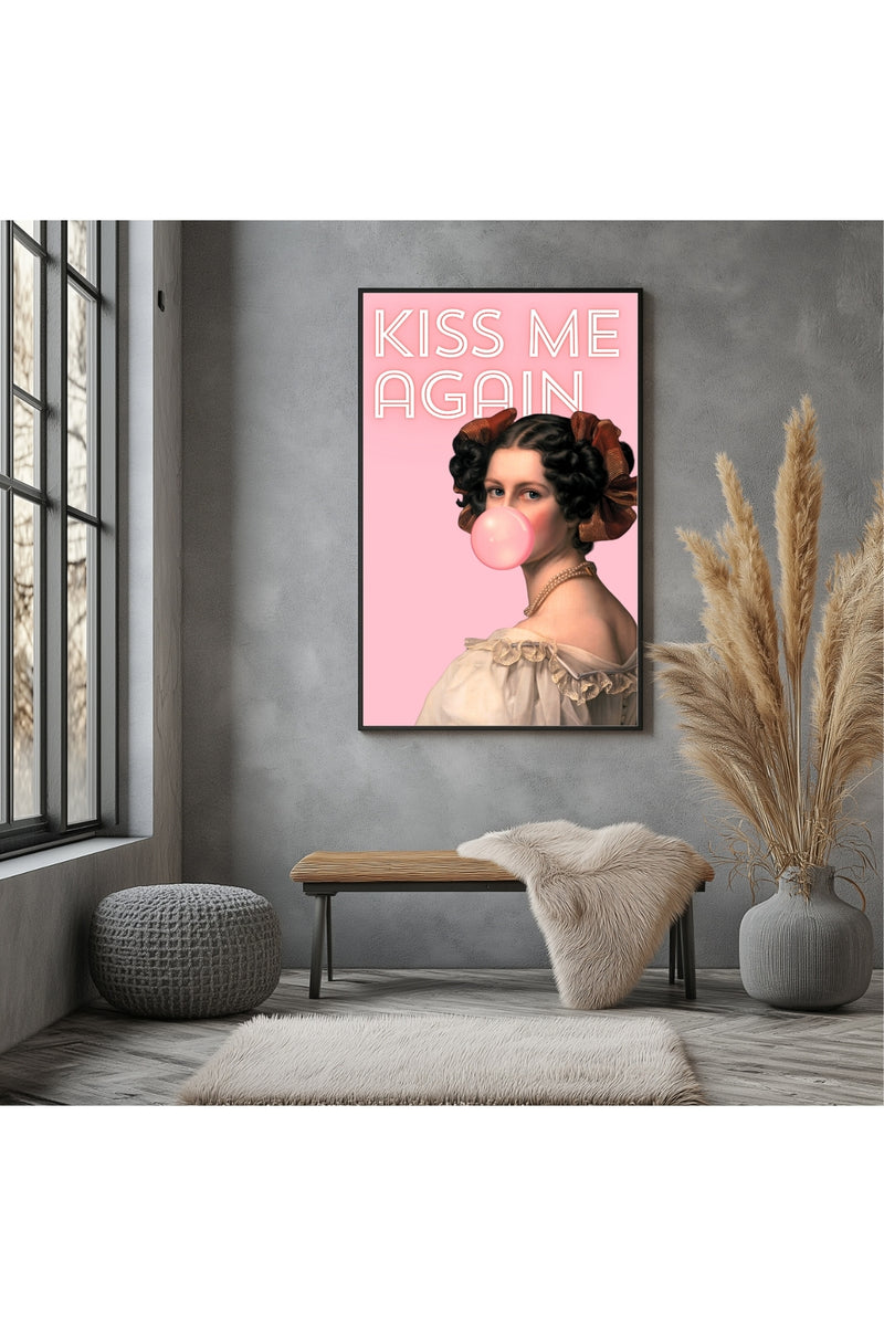 Kiss Me Again Wall Art Print — Romantic Love Quote Poster