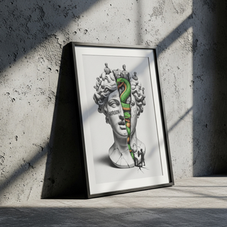 Gorgon Medusa — Surreal Apollo Bust Wall Art Print
