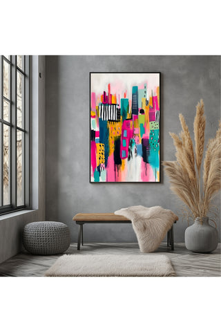 Neon Cityscape Wall Art Print — Urban Skyline Poster