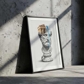 Logos Parthenon — Surreal Philosopher Bust Wall Art Print