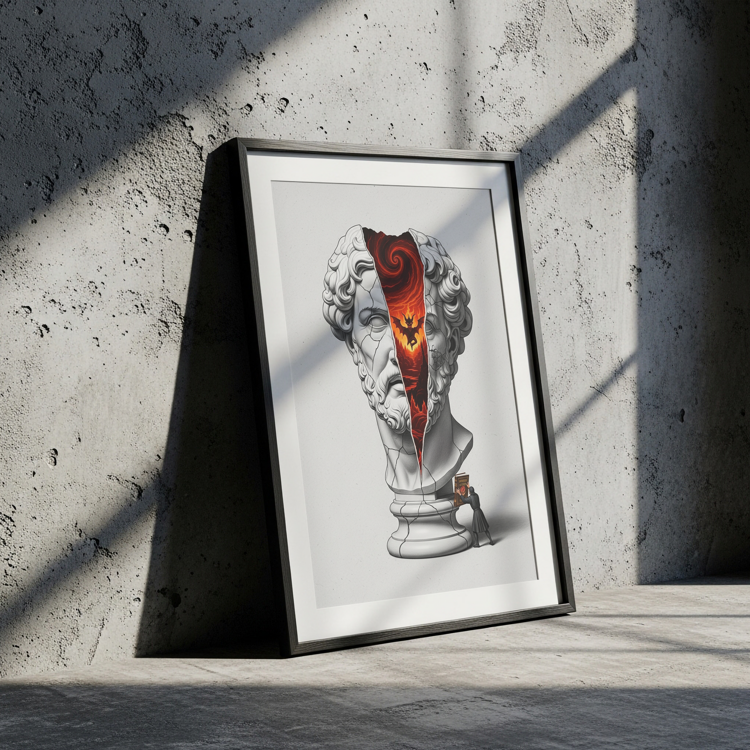 Inferno — Surreal Zeus Bust Wall Art Print