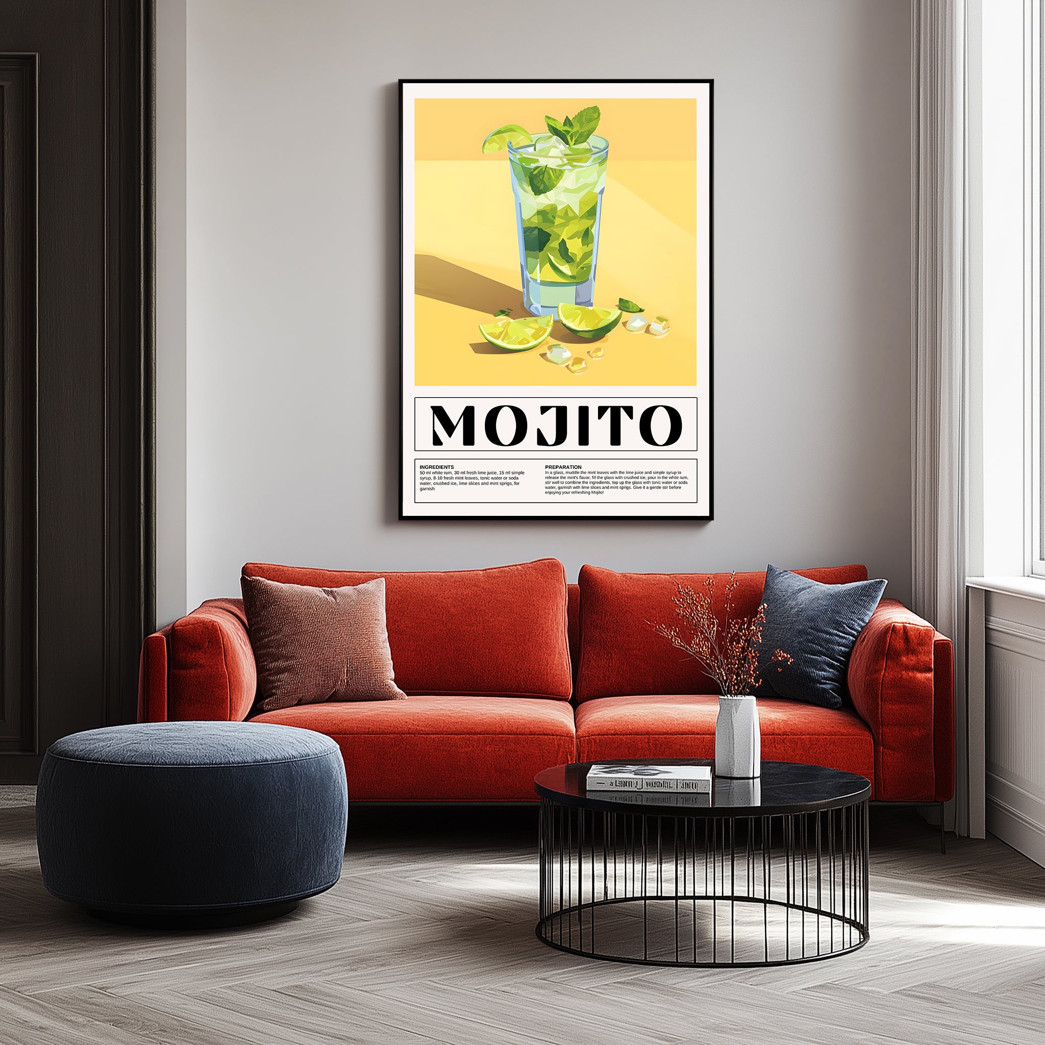 The Mojito Wall Art Print — Classic Cuban Rum Cocktail Poster