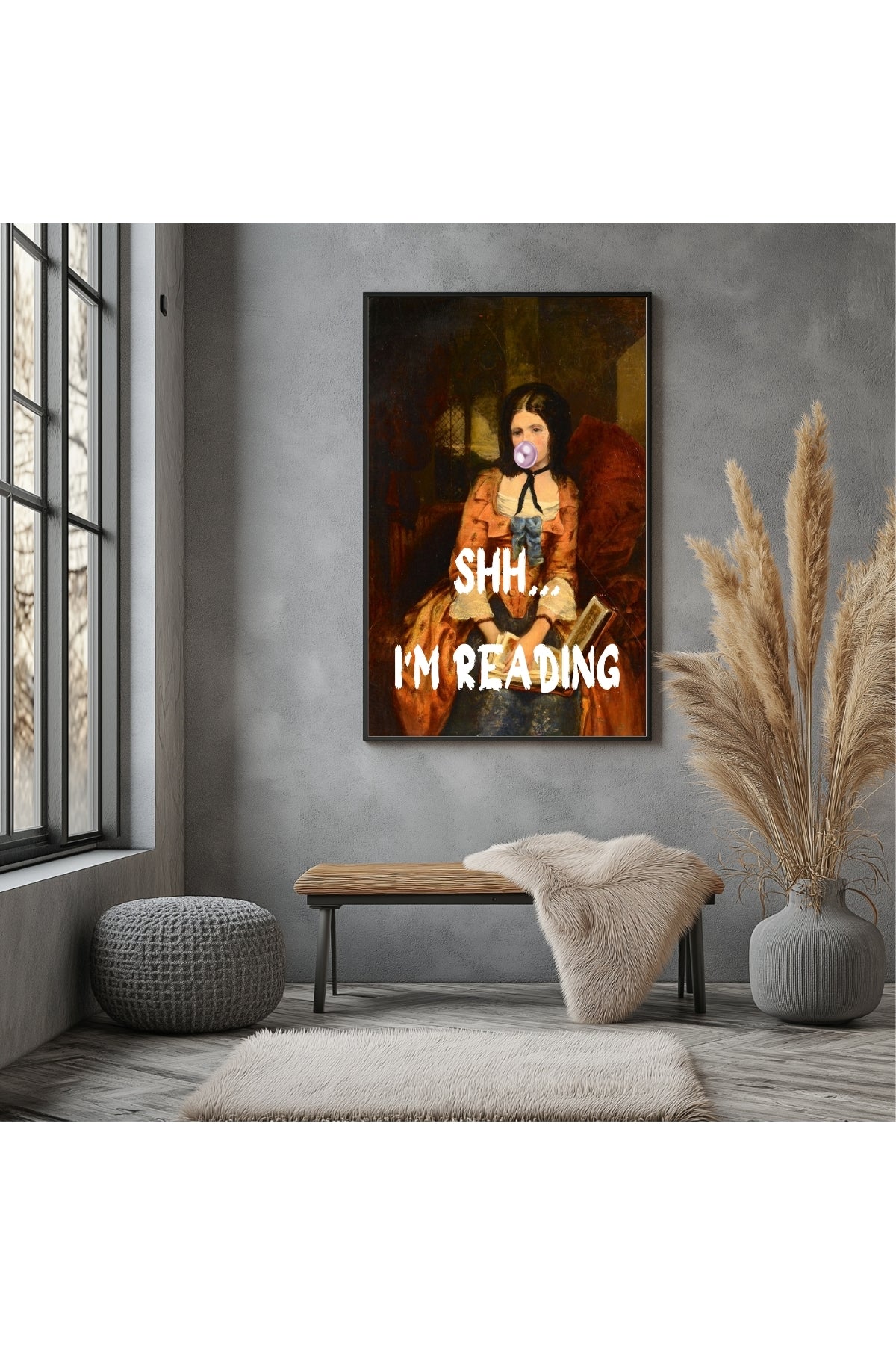 She is Reading Wall Art Print — Book Lover Feminine Quote Poster