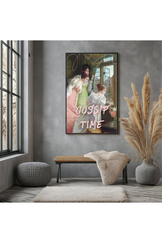 Gossip Time Wall Art Print — Playful Friends Quote Poster