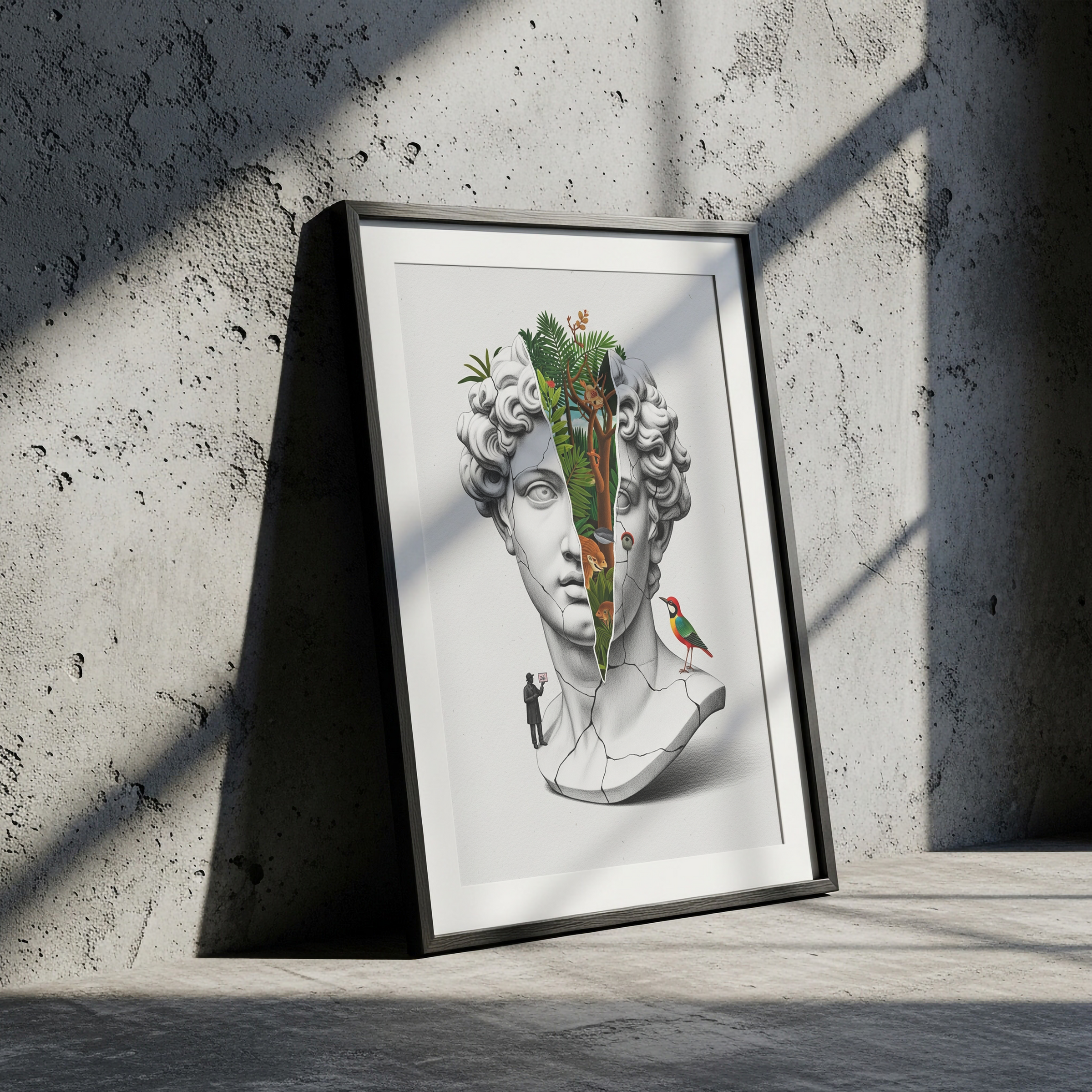 Nature Collage — Surreal Apollo Bust Wall Art Print