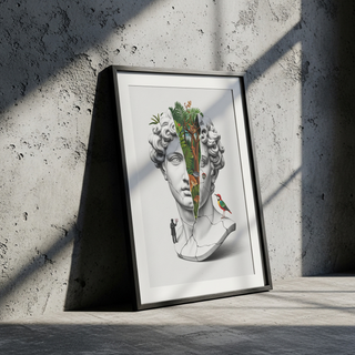 Nature Collage — Surreal Apollo Bust Wall Art Print