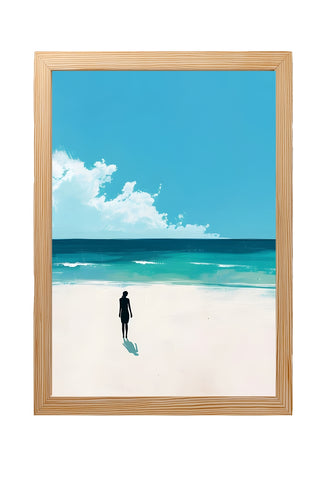 Waves Alone Wall Art Print — Peaceful Ocean Solitude Poster