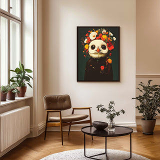 Blossom Bird Wall Art Print — Botanical Floral Bird Illustration Poster