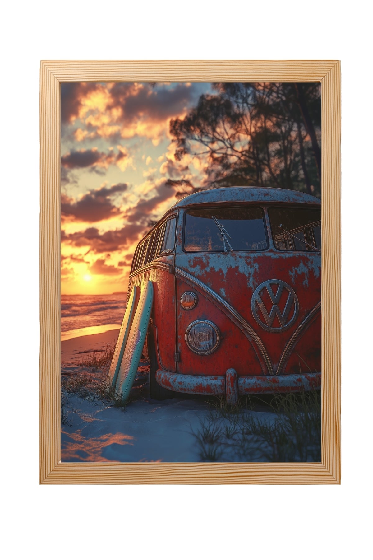 Van in Time Wall Art Print — Vintage Camper Van Travel Poster