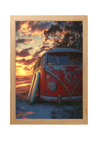 Van in Time Wall Art Print — Vintage Camper Van Travel Poster