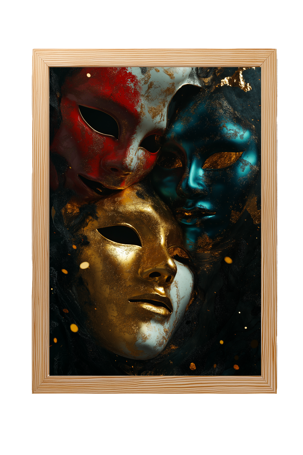 Chromatic Masks Wall Art Print — Mystical Three Masks Poster