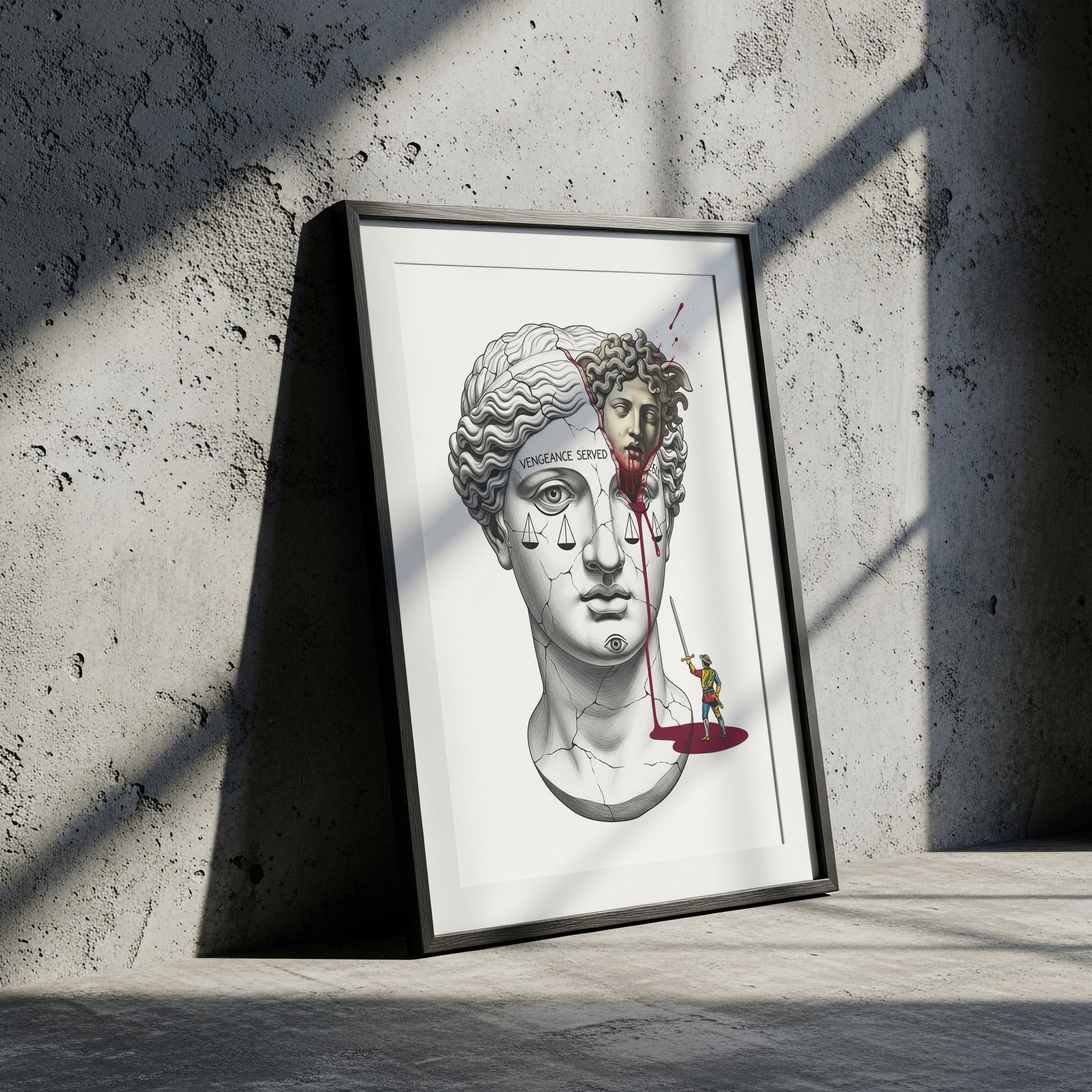 Vengeance Served Medusa — Surreal Greek Mythology Wall Art Print
