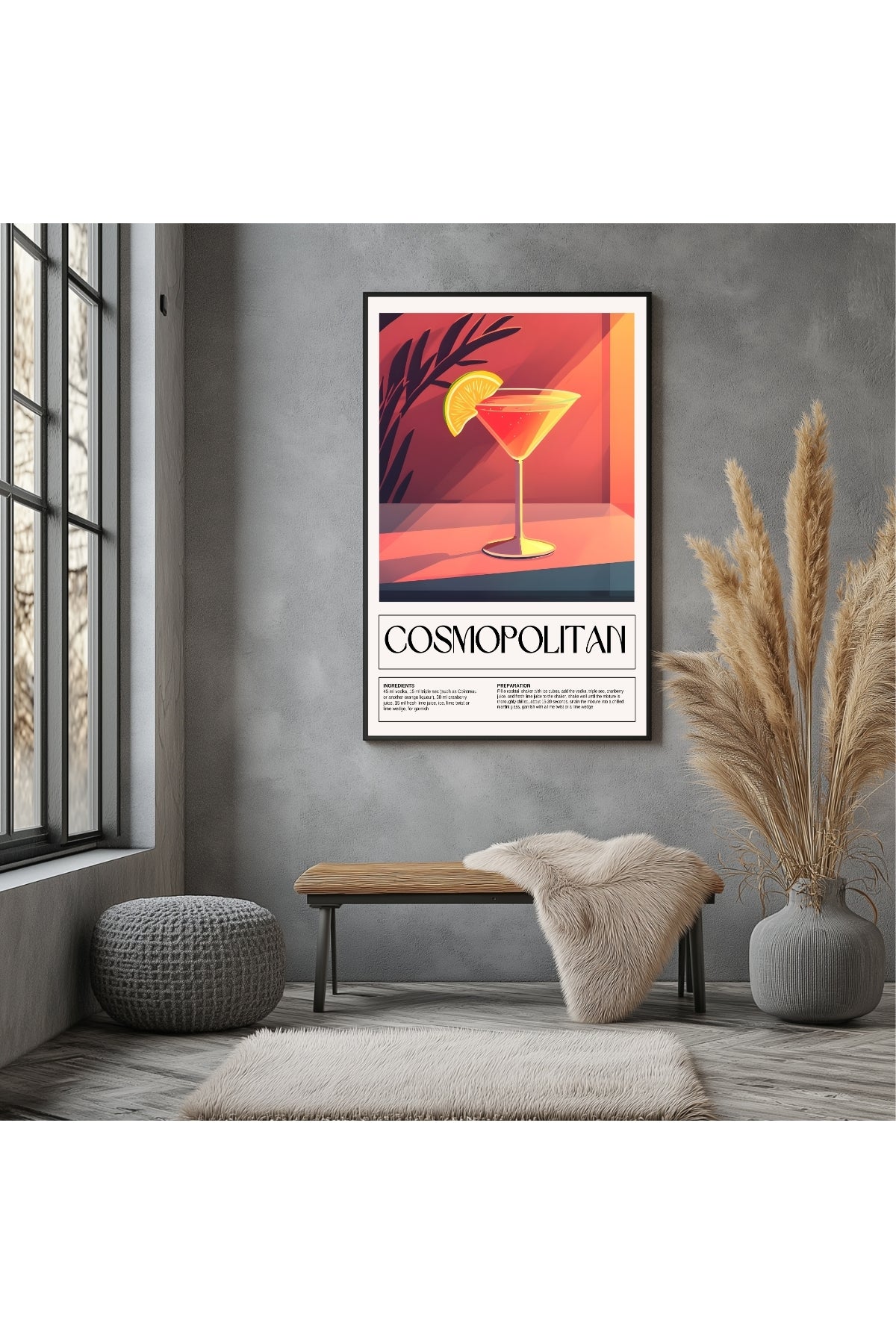 Cosmopolitan Wall Art Print — Pink Cocktail Poster