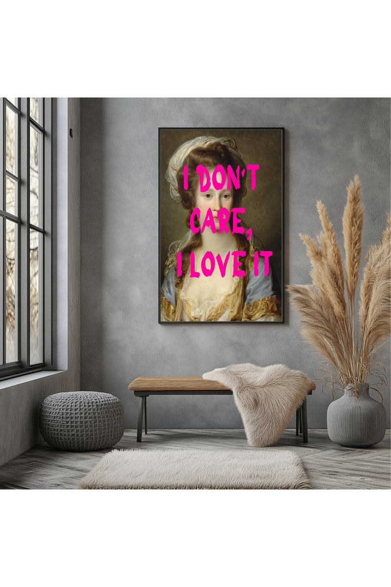 I Don't Care Wall Art Print — Cool Sarcastic Quote Poster