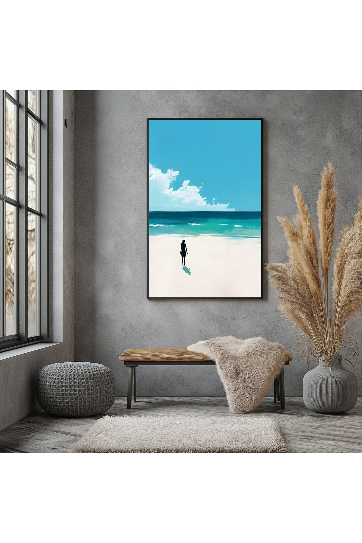 Waves Alone Wall Art Print — Peaceful Ocean Solitude Poster