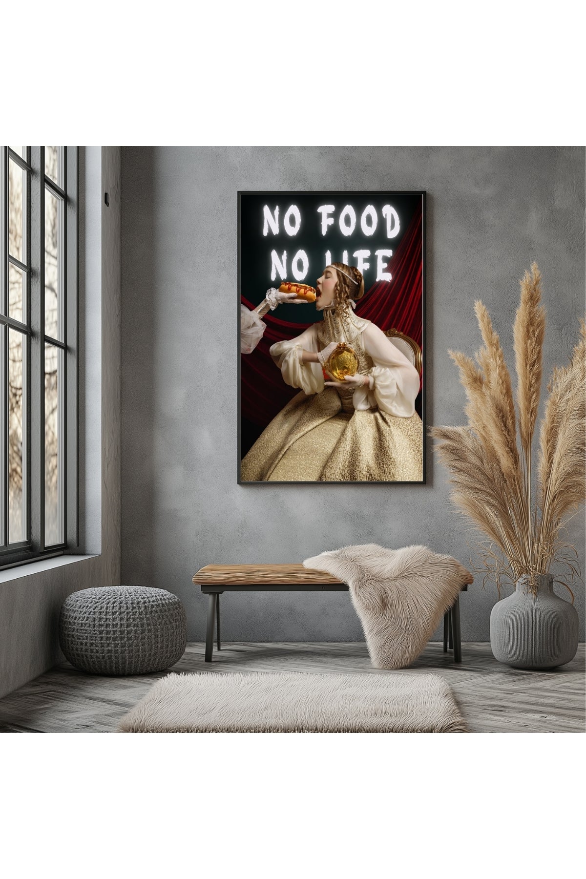 No Food No Life Wall Art Print — Funny Food Lover Quote Poster