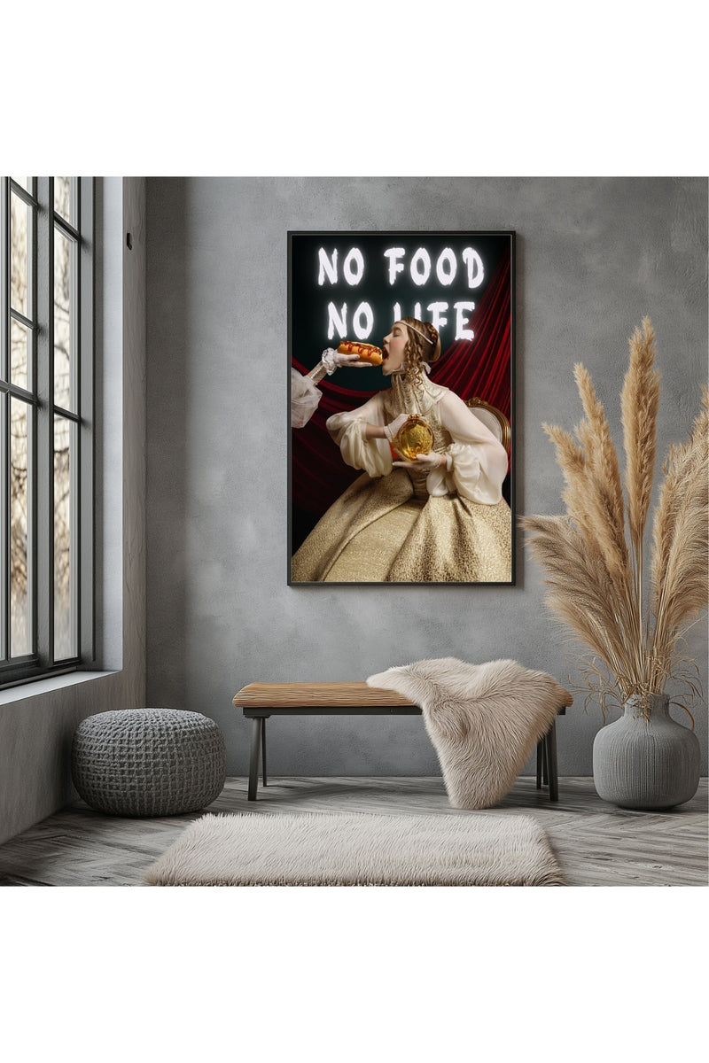 No Food No Life Wall Art Print — Funny Food Lover Quote Poster