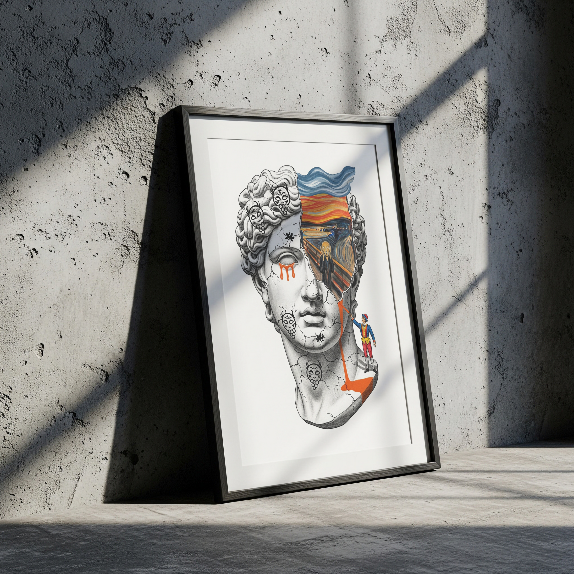 The Scream David — Surreal Renaissance Bust Wall Art Print