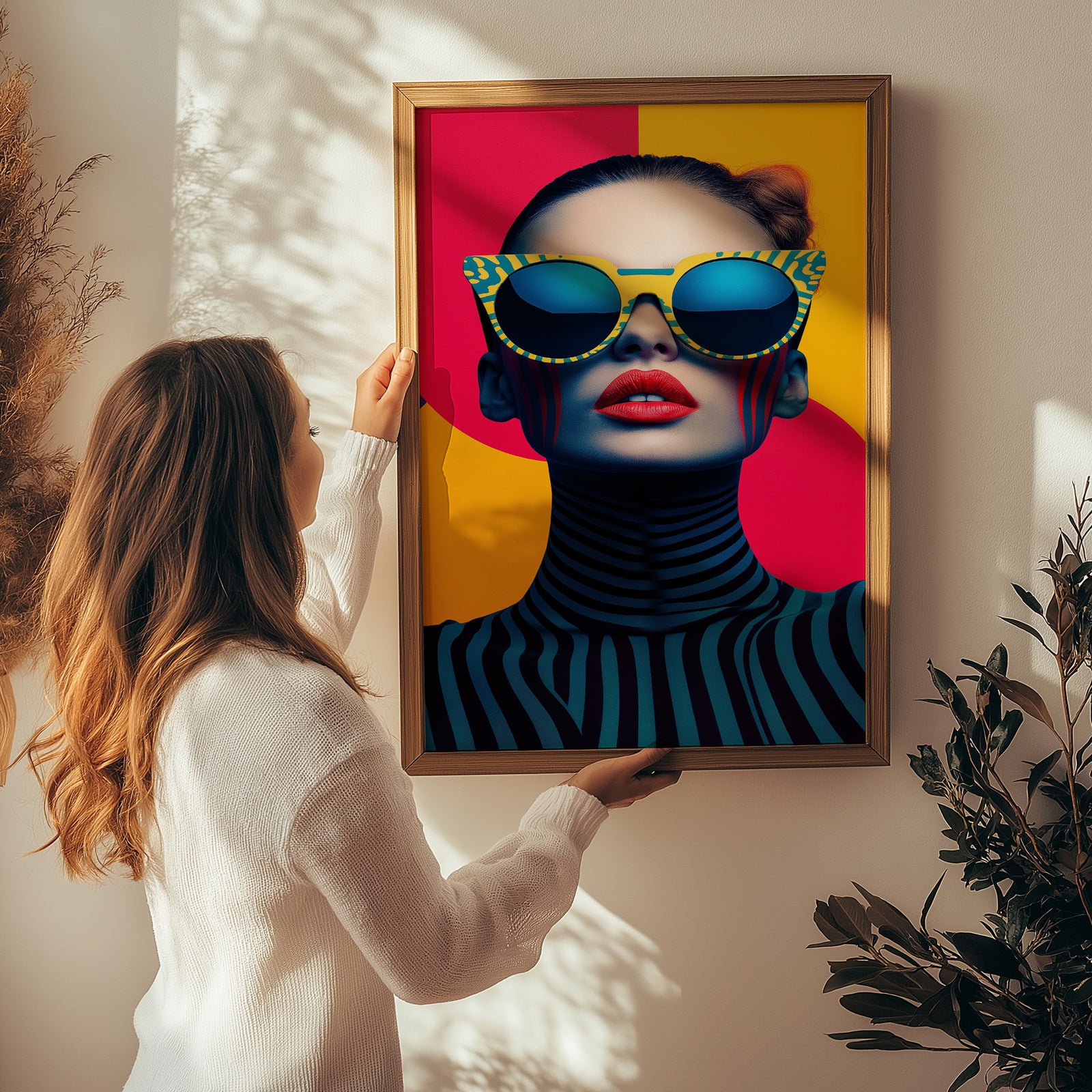 Electric Elegance Wall Art Print — Bold Pop Portrait Poster