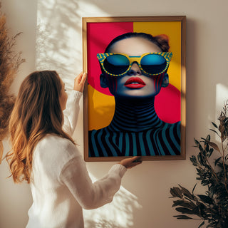 Electric Elegance Wall Art Print — Bold Pop Portrait Poster