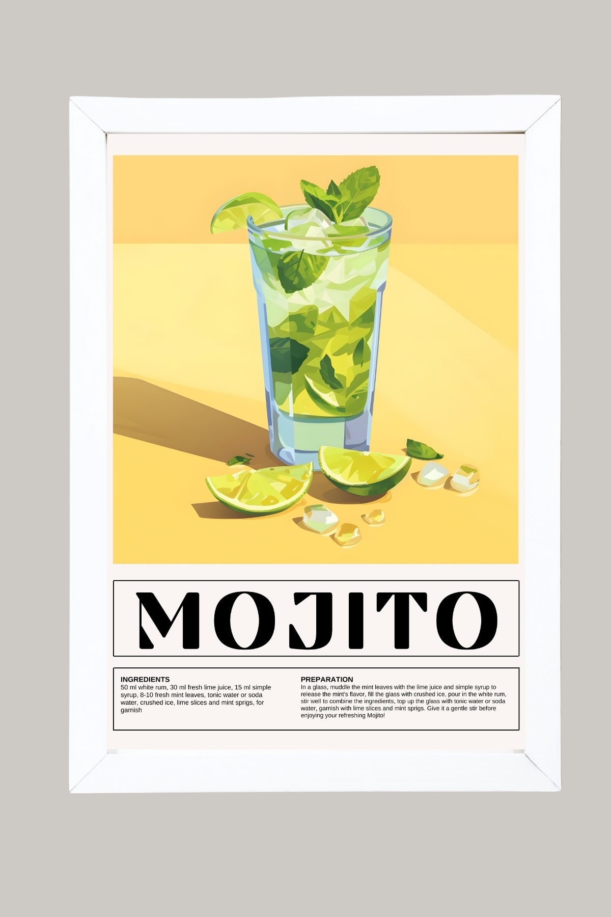 The Mojito Wall Art Print — Classic Cuban Rum Cocktail Poster
