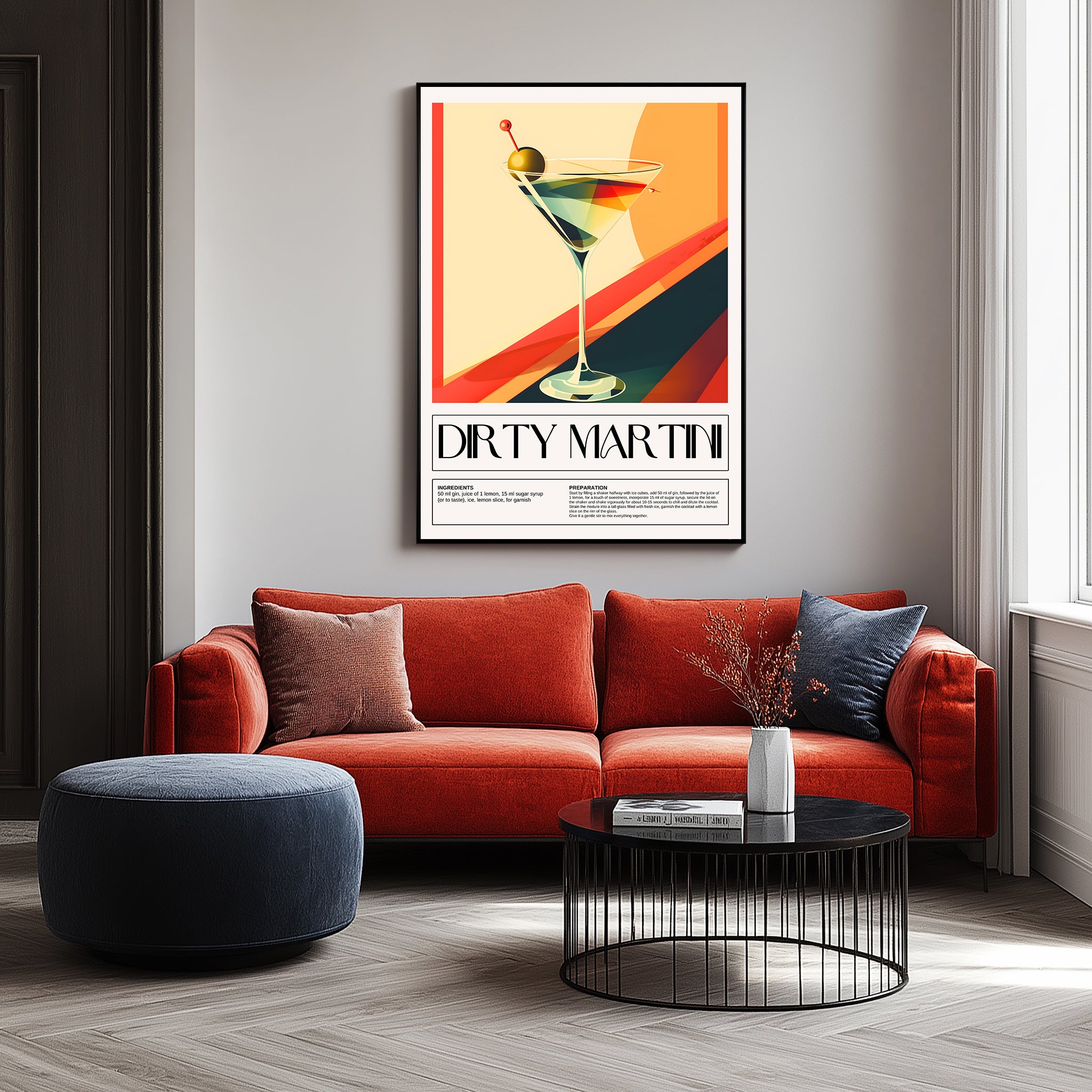 Dirty Martini Wall Art Print — Classic Olive Cocktail Poster