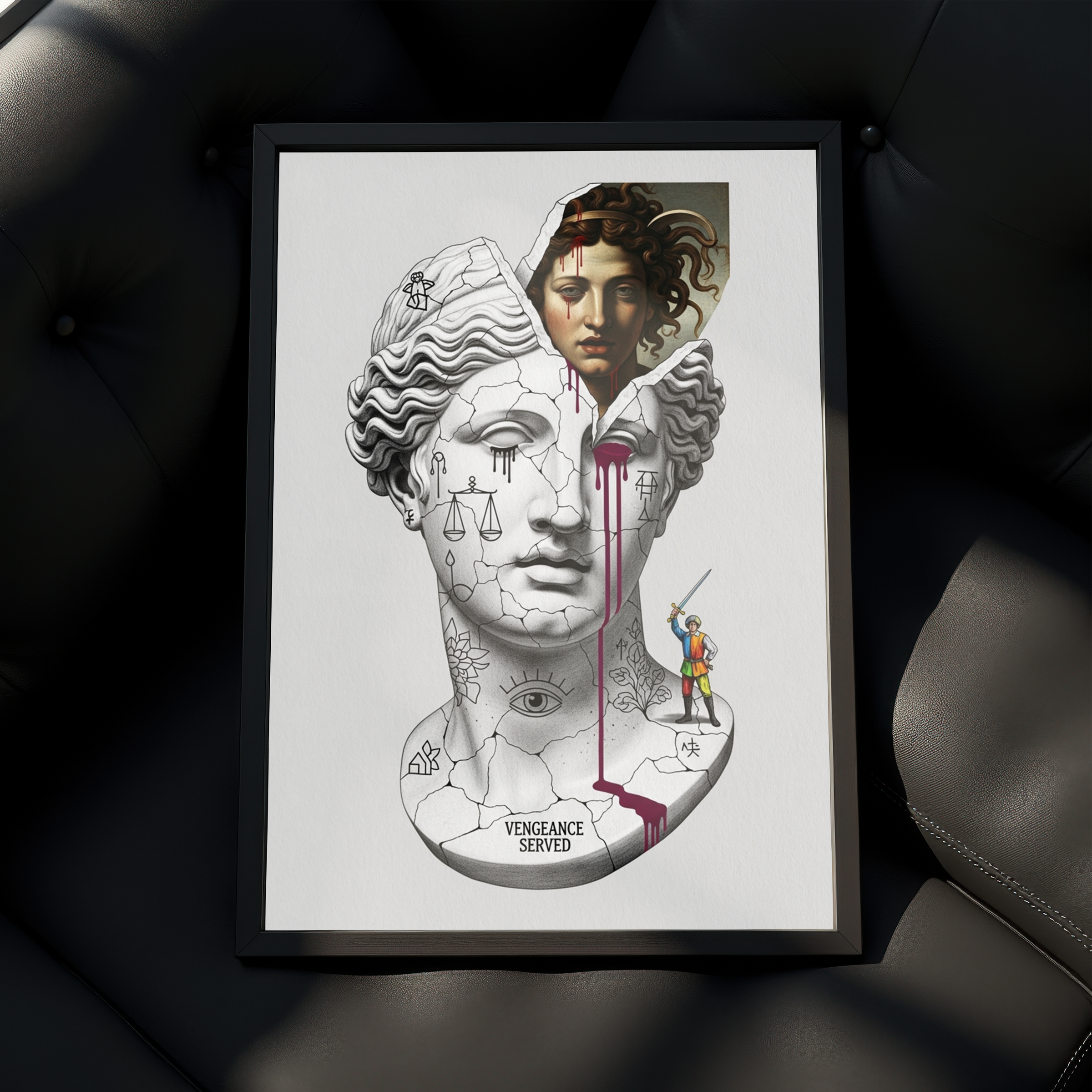 Vengeance Served Medusa V2 — Surreal Greek Mythology Wall Art Print