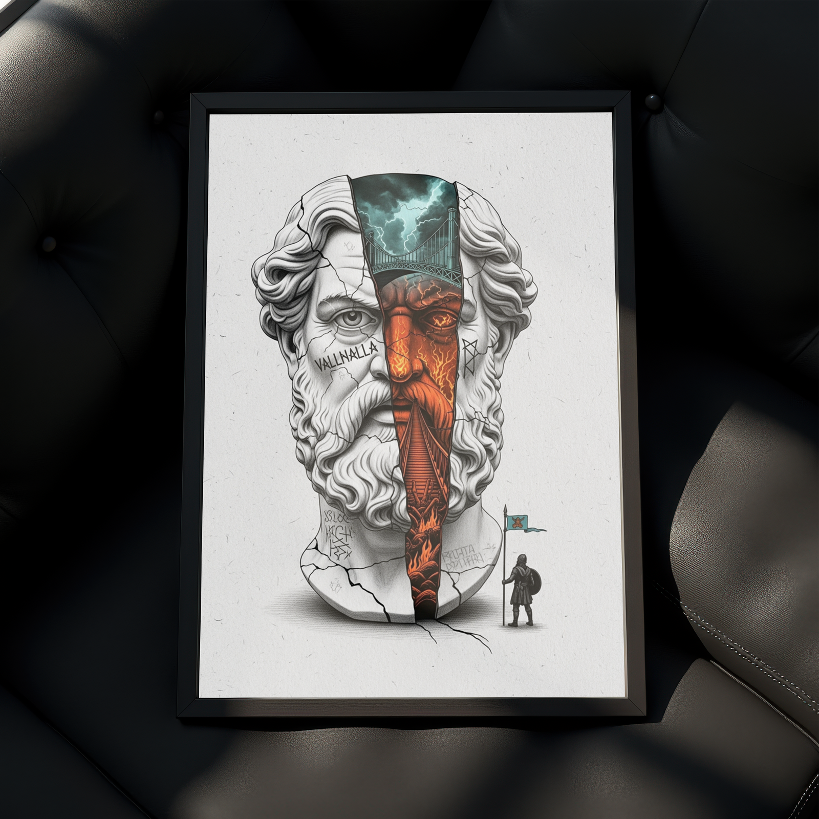 Valhalla Odin — Surreal Norse Mythology Wall Art Print