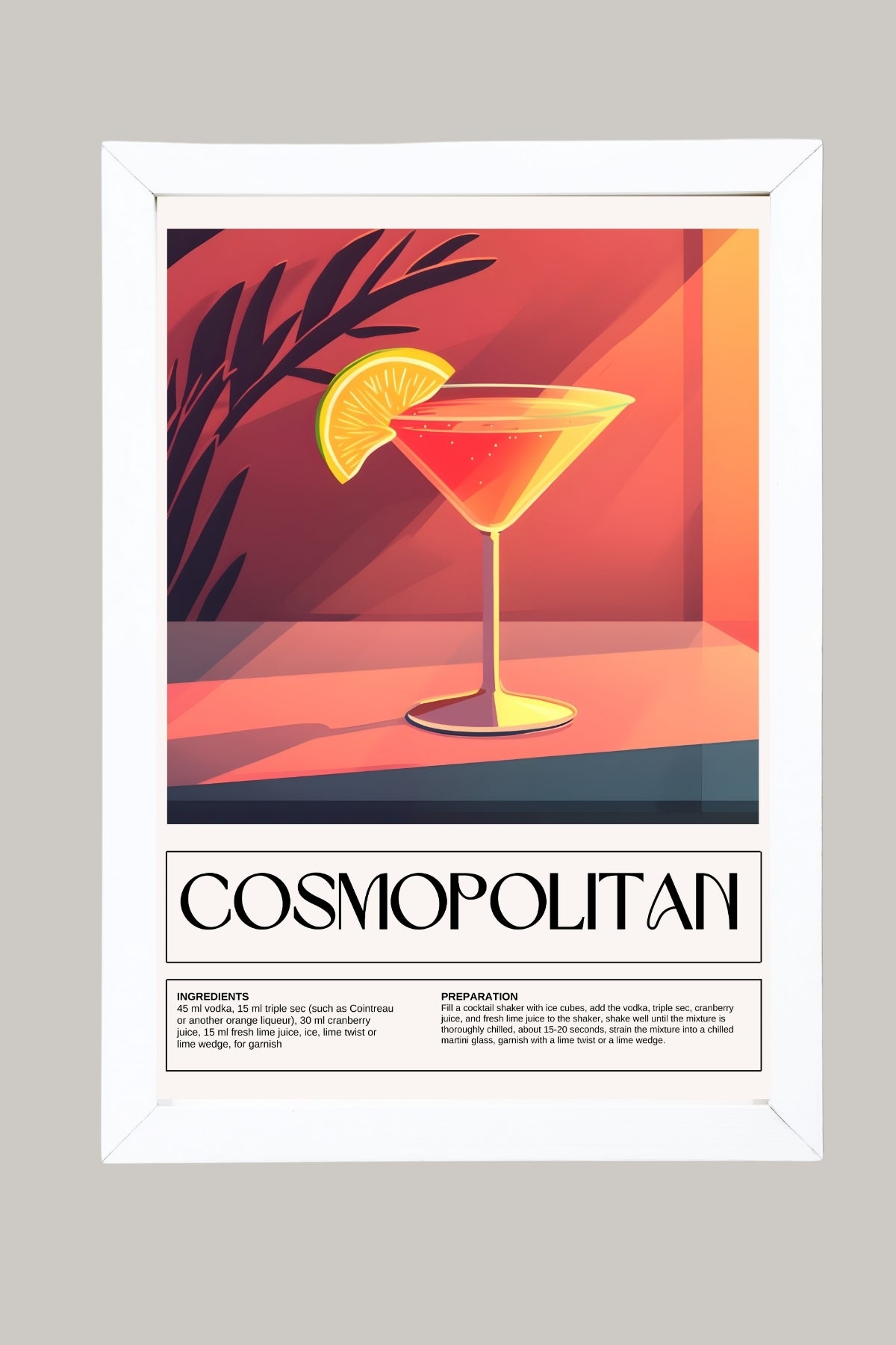 Cosmopolitan Wall Art Print — Pink Cocktail Poster