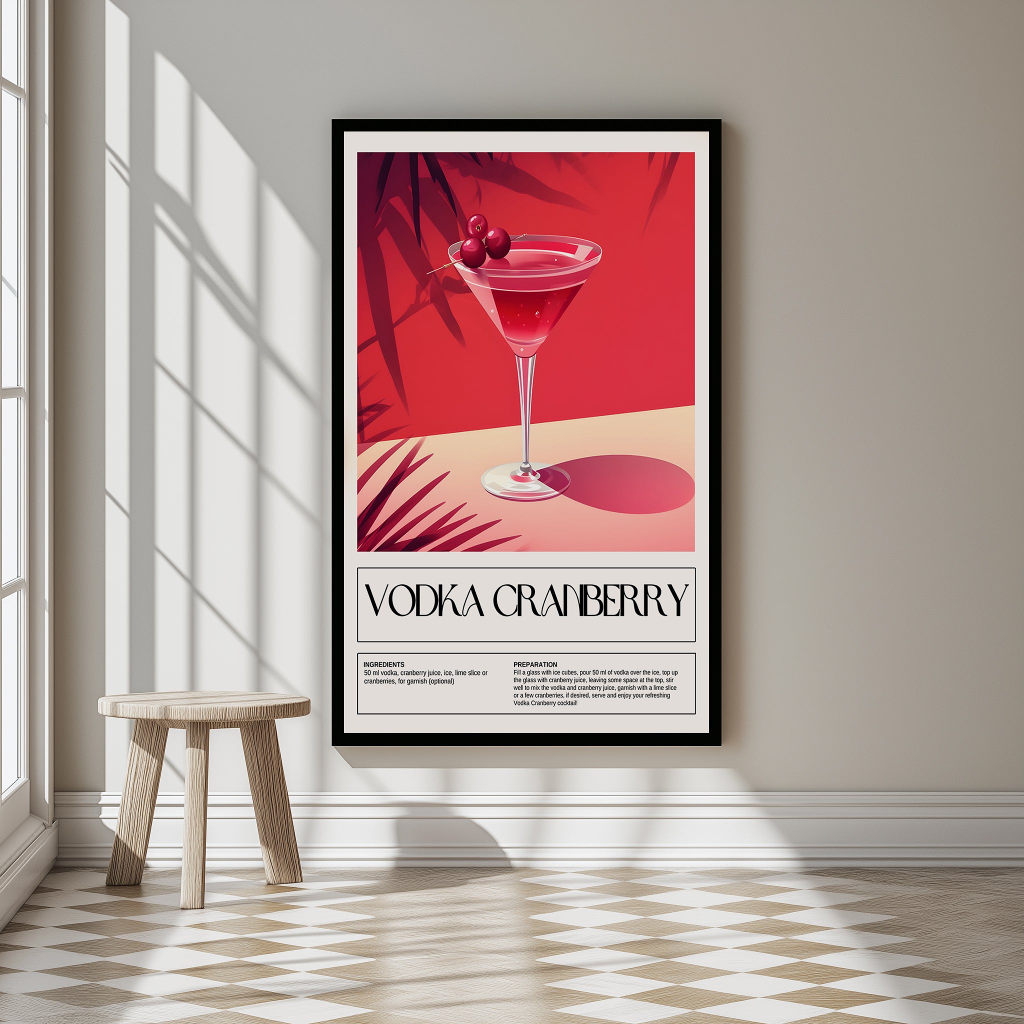 Vodka Cranberry Wall Art Print — Classic Pink Cocktail Poster