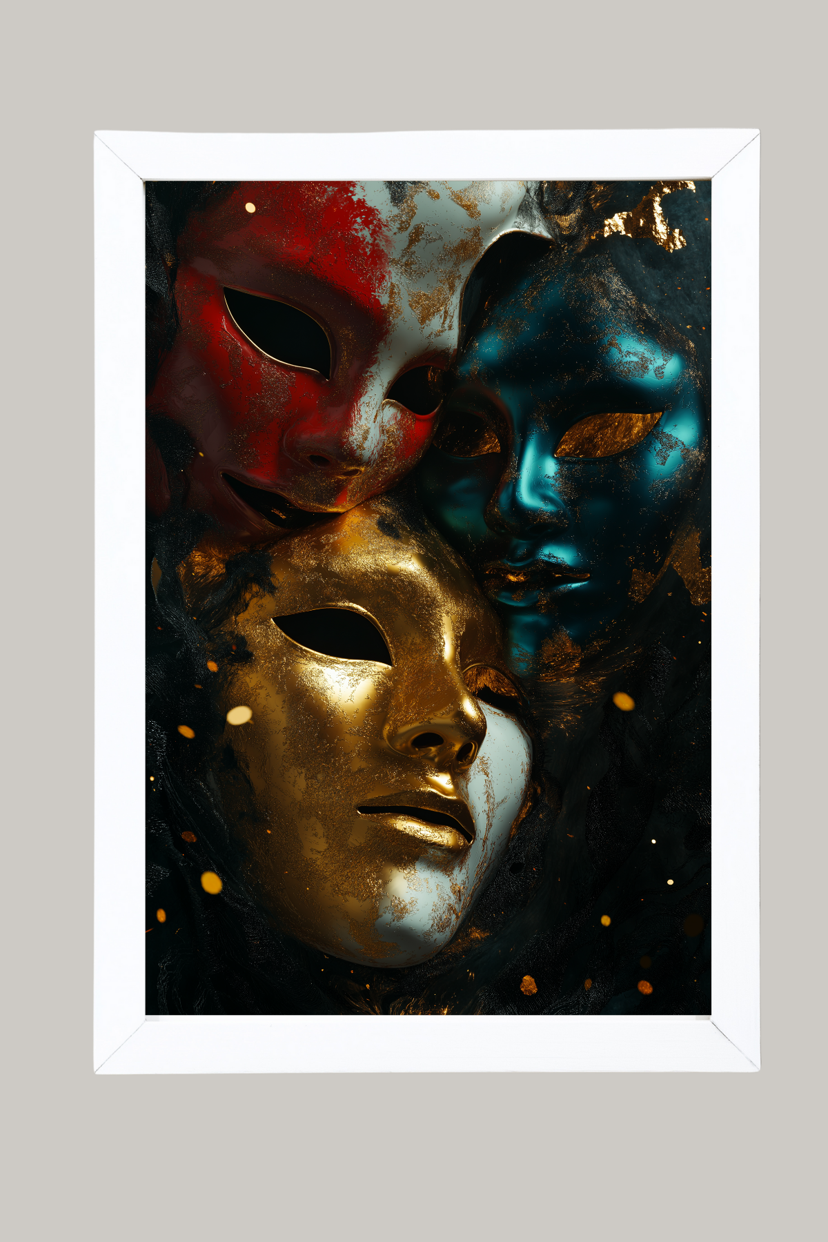 Chromatic Masks Wall Art Print — Mystical Three Masks Poster
