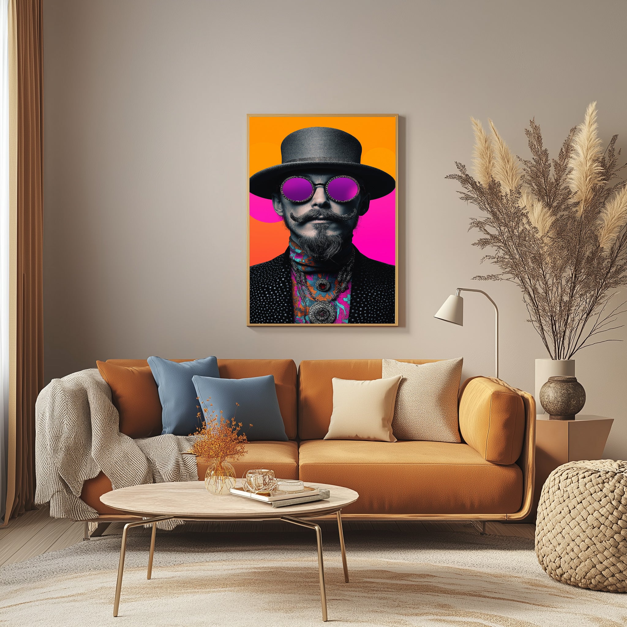 Neon Mystique Wall Art Print — Mysterious Pop Portrait Poster