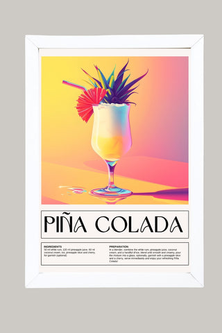 Pina Colada Wall Art Print — Tropical Coconut Rum Cocktail Poster