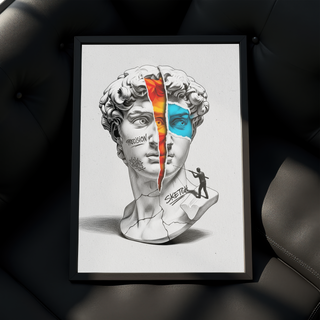 Precision & Sketch — Surreal David Bust Wall Art Print