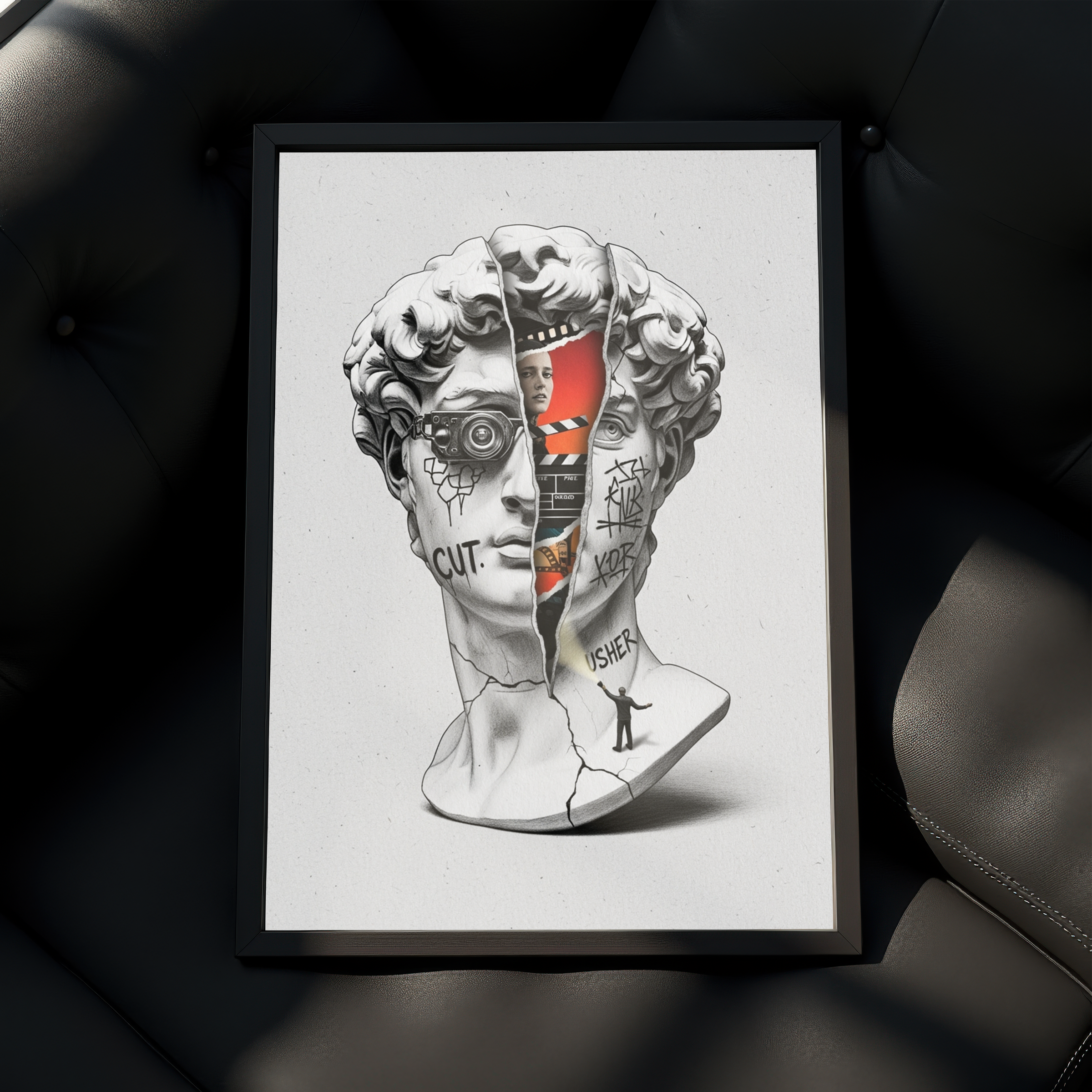 Cut! Cinema — Surreal David Bust Wall Art Print