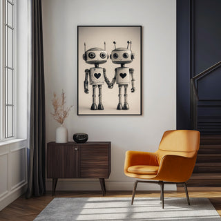 Mechanical Hearts Wall Art Print — Industrial Robot Love Poster