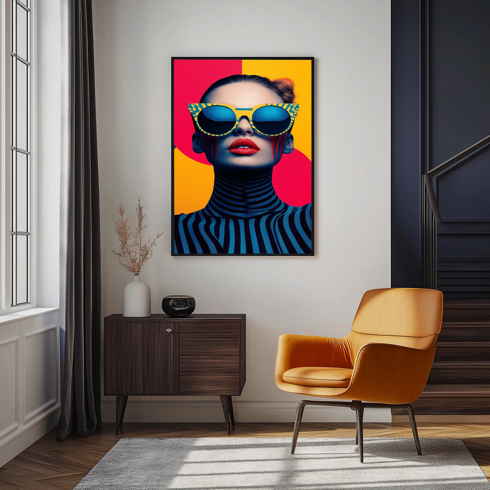 Electric Elegance Wall Art Print — Bold Pop Portrait Poster