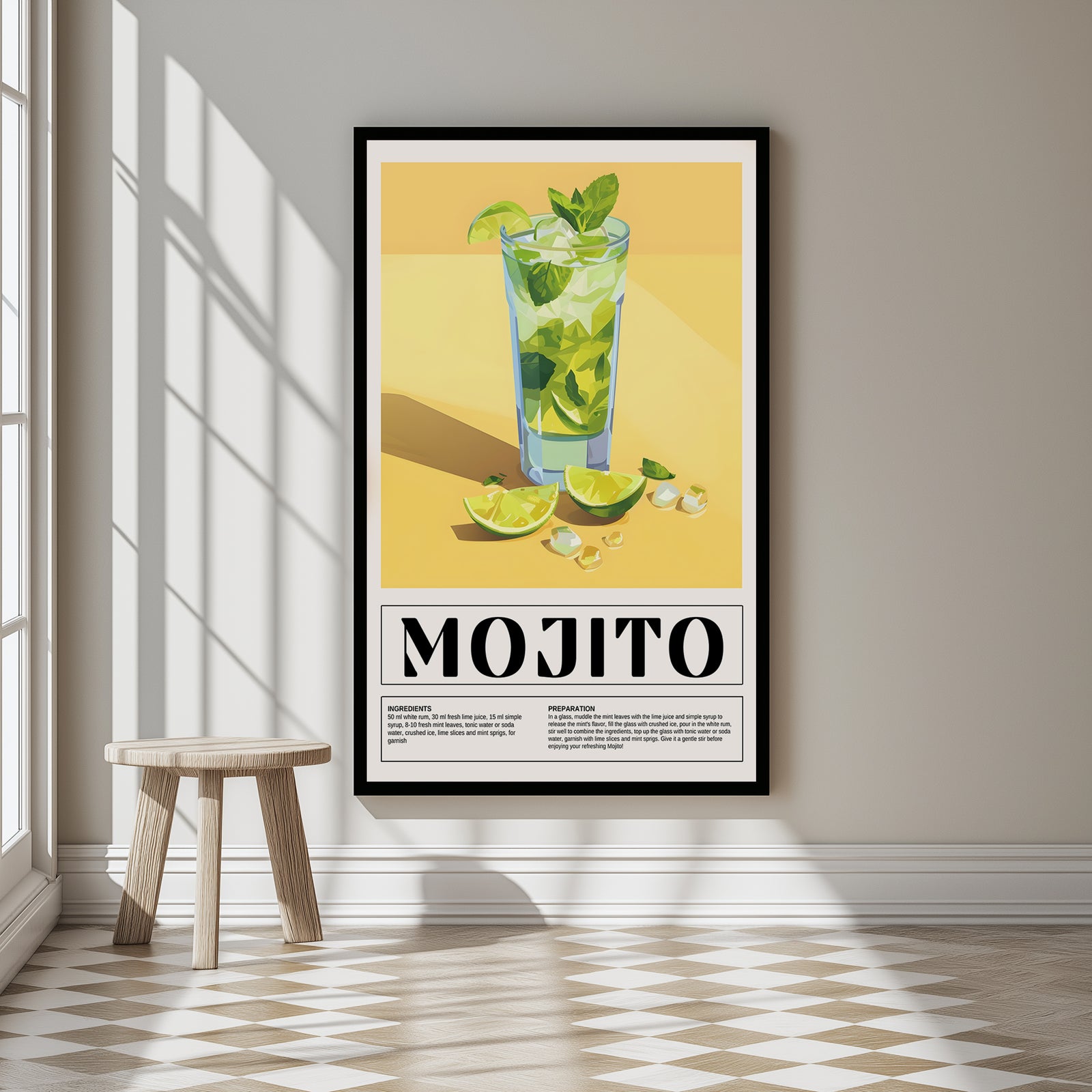 The Mojito Wall Art Print — Classic Cuban Rum Cocktail Poster