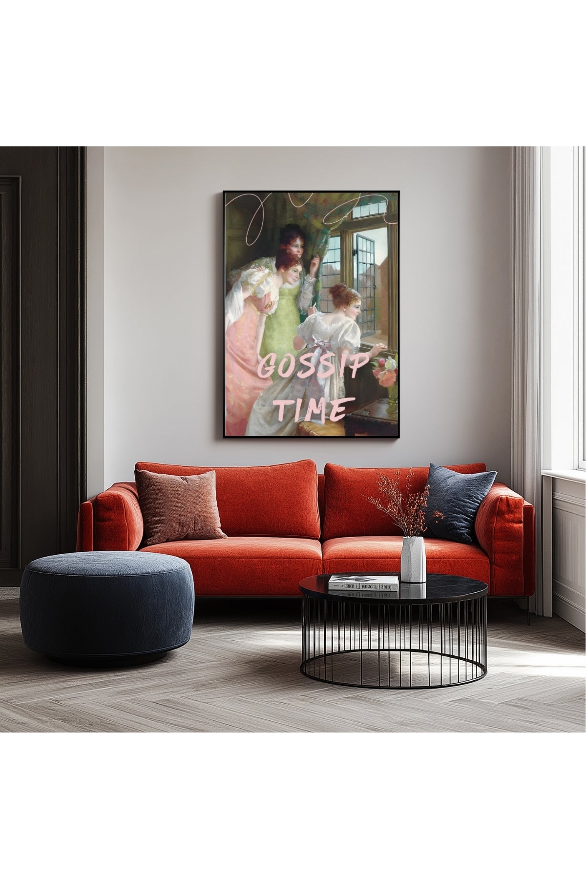 Gossip Time Wall Art Print — Playful Friends Quote Poster