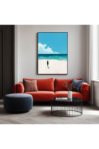 Waves Alone Wall Art Print — Peaceful Ocean Solitude Poster